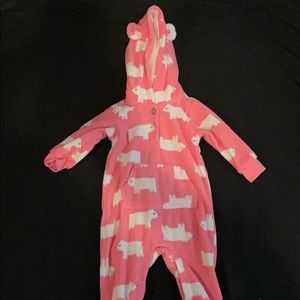 Pink Polar Bear Print Onesie